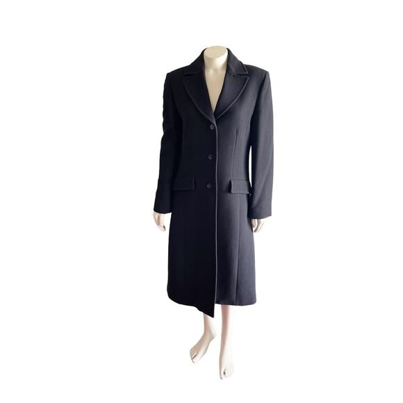 J.crew Lady Day Long Pea Coat Italian Wool Black Fitted Tailored 6 Tall - Picture 3 of 12